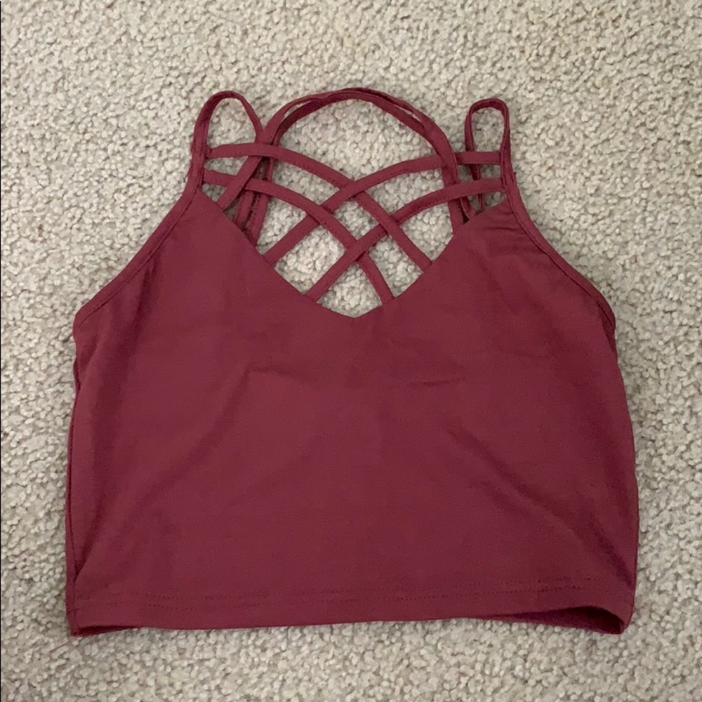 caged neck cropped tank